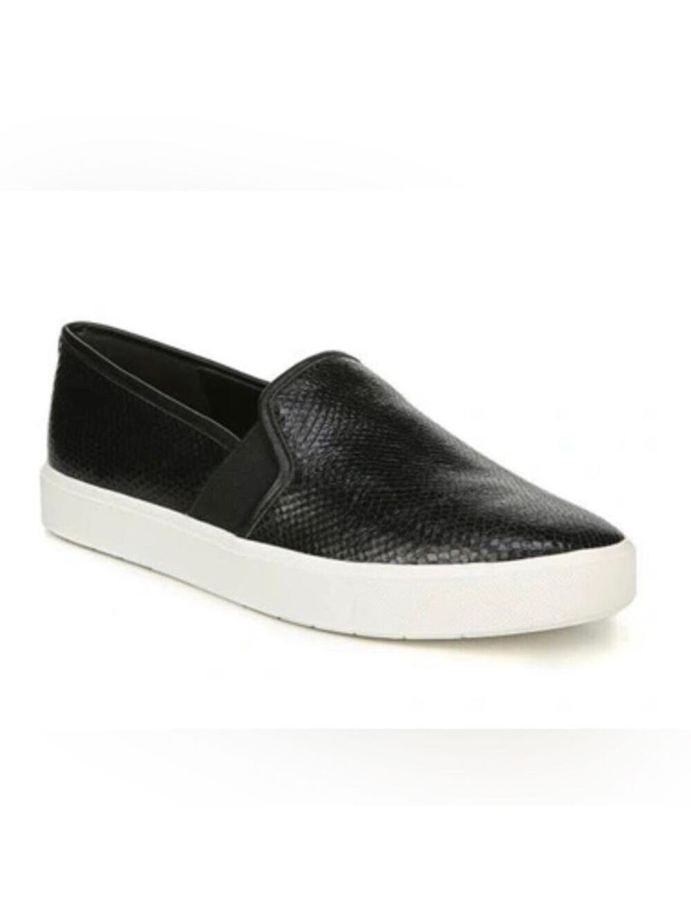 NIB Vince Blair 5 Snake Print Slip on Black Leather Sneakers
